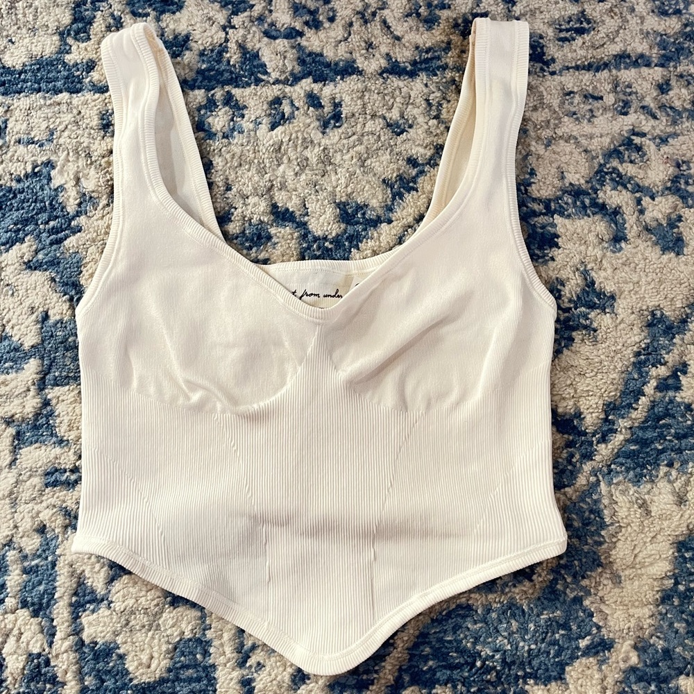 Urban Outfitters Cream Ribbed Tank Top